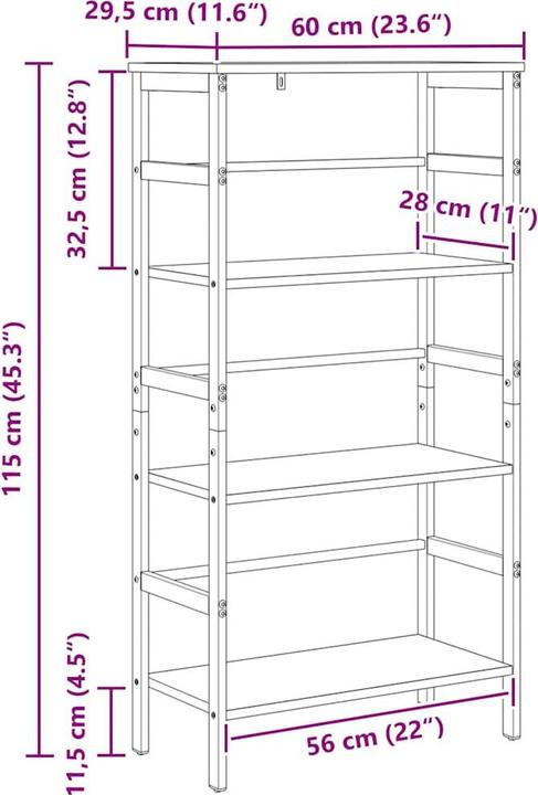 Immagine prodotto vidaXL Bücherregal (29.50 x 60 x 115 cm)