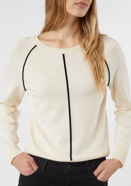 Produktbild Comma Strickpullover Feinstrick-Pullover aus Viskosemix mit Kontrast-Piping-Detail (32)