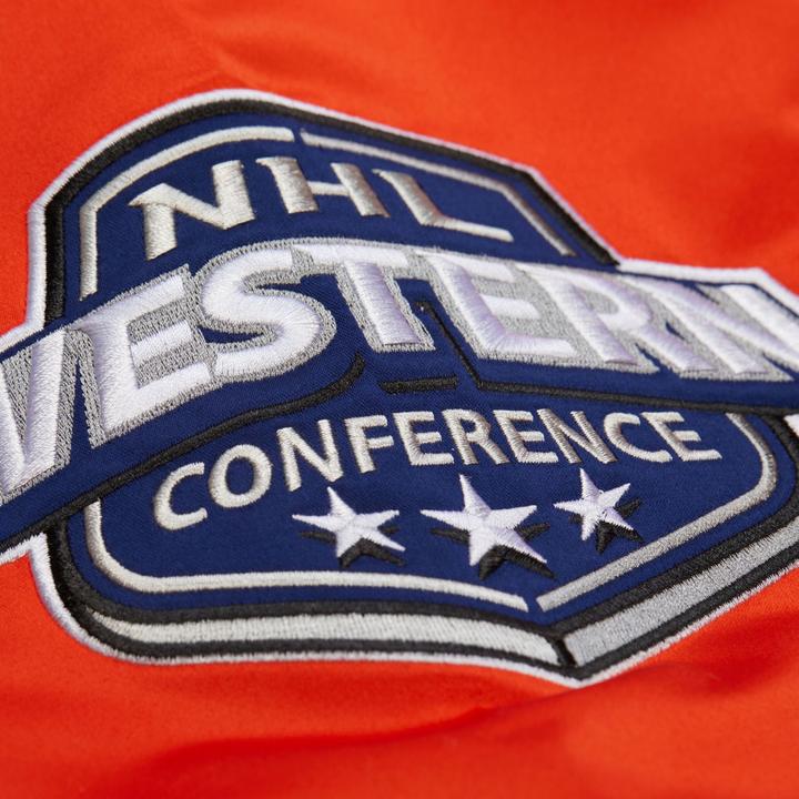 Actual product image Mitchell & Ness M&N Heavyweight Satin Jacket NHL Edmonton Oilers - L (L)