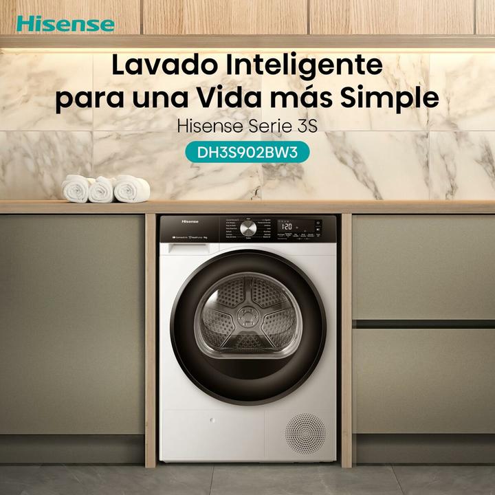 Image du produit Hisense DH3S902BW3 Sèche-linge 9Kg Classe A (9 kg, Droite)