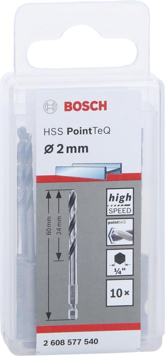 Actual product image Bosch Professional Zubehör HSS PointTeQ hexagonal drill bit 2 mm, 10 pcs. (2 mm)