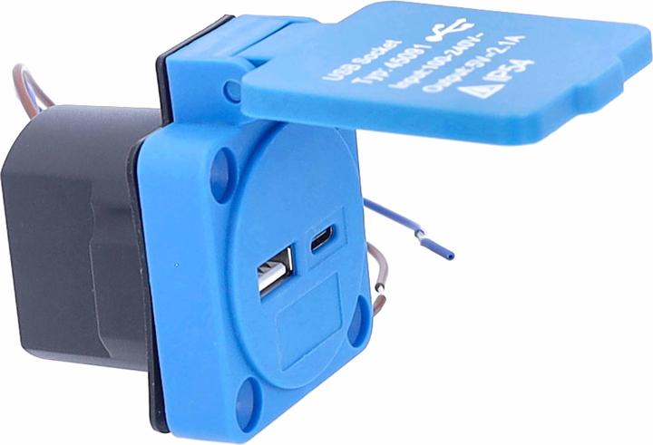 Image du produit As - Schwabe AS Schwabe 45091 Prise de charge USB avec USB-C®, avec sortie de charge USB Bleu