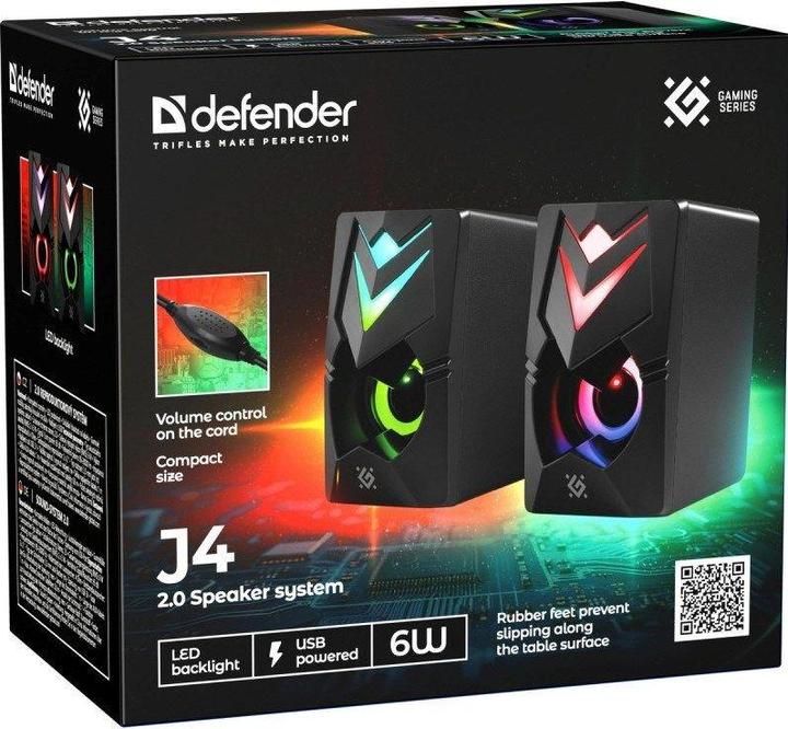 Actual product image Defender GLOSNIKI PC J4 2.0 6W LED USB CZARNE 65964