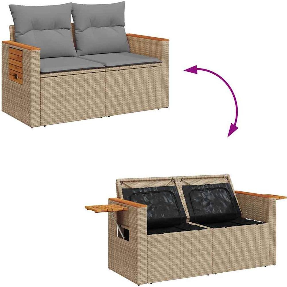 VidaXL, Gartenlounge, 8-tlg. Garten-Sofagarnitur mit Kissen Beige Poly Rattan