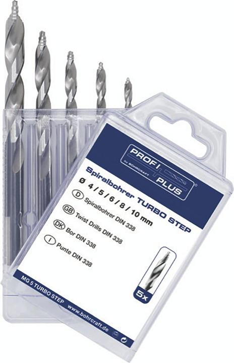 Produktbild Bohrcraft MG5 TURBO STEP HSS-G DIN 338 // 5-tlg. P-PLUS (4-10 Millimeter)