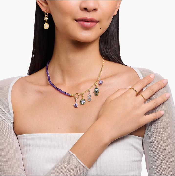 Immagine prodotto Thomas Sabo Collana Charm Member con link e imitazione di ametista placcata in oro (Smalto, Argento 925, 40 - 45 cm)