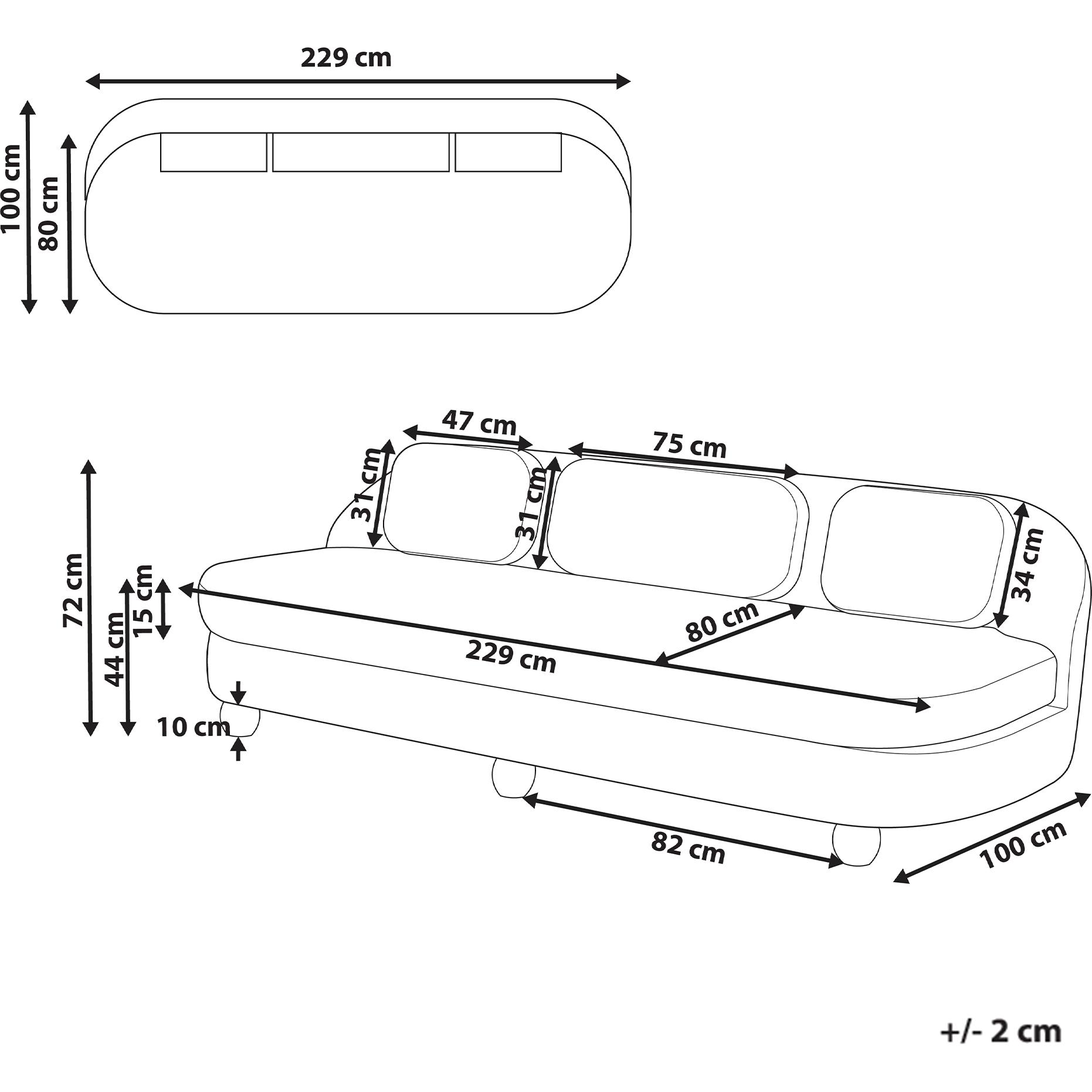 Thumbnail - Beliani, Sofa, Fansen (3-Sitzer)