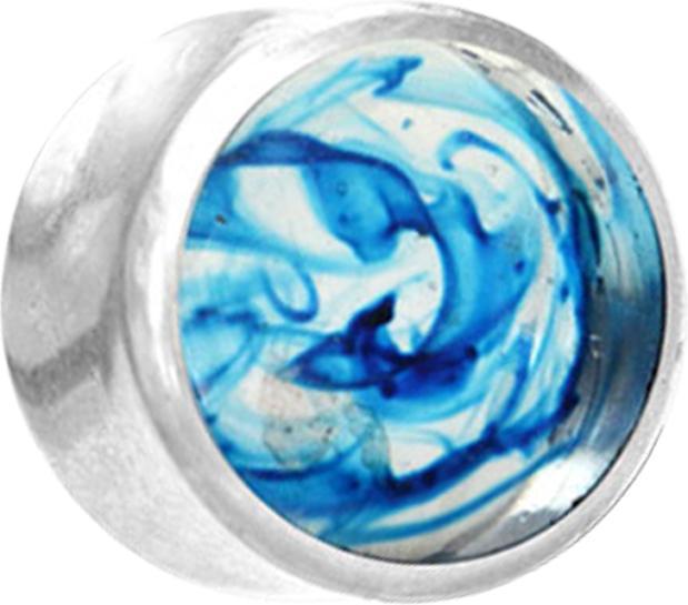 Produktbild Star Piercing Flared Plug silber färbung blau Epoxy transparent (Messing, Organisch)
