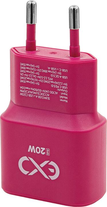 Image du produit EXC Chargeur secteur USB SLIM, prise USB-A et USB-C (20 W, 2 ports)
