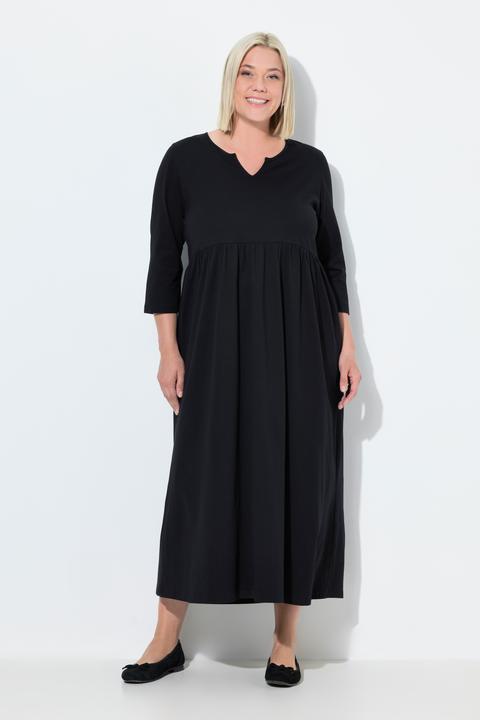 Image du produit Ulla Popken Robe en jersey, coupe évasée. Col tunisien et manches 3/4 (54)