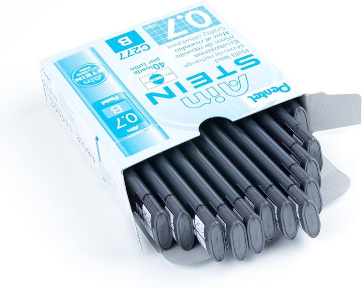 Image du produit Pentel Stylo AIN STEIN High Polymer, B, 0,7 mm, etui a 40 pc. (Recharger, Graphite, 0.70 mm)