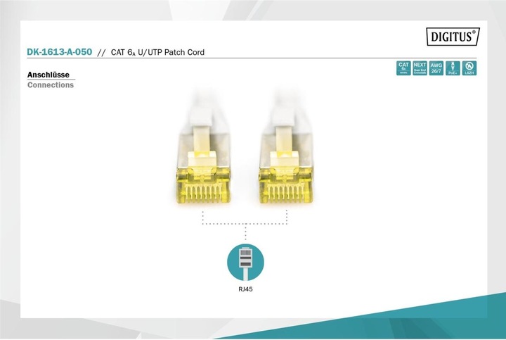 Produktbild Digitus Netzwerkkabel (U/UTP, CAT6a, 5 m)