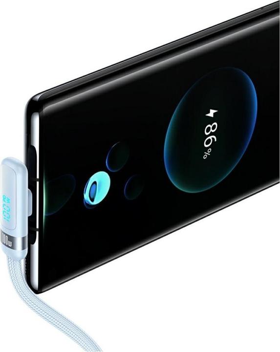 Actual product image Usams US-SJ653 PD100W Type-C To Type-C Right-angle Fast Charging & Data Cable-wind series 1.2m - Blue (1.20 m, 100 W)