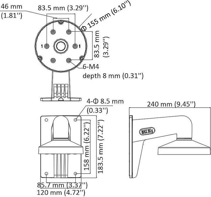 Nutritional values and ingredients Hikvision DS-1473ZJ-155-Y wall mount bracket (Mounting kit)