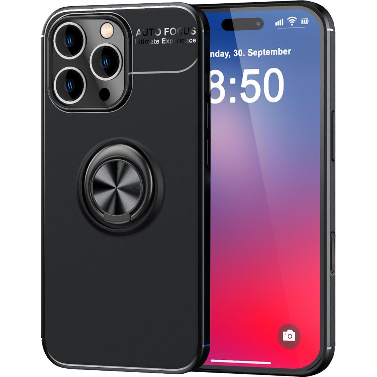 Nalia Matte Ring Silikon Hülle (Apple iPhone 16 Pro), Smartphone Hülle, Schwarz