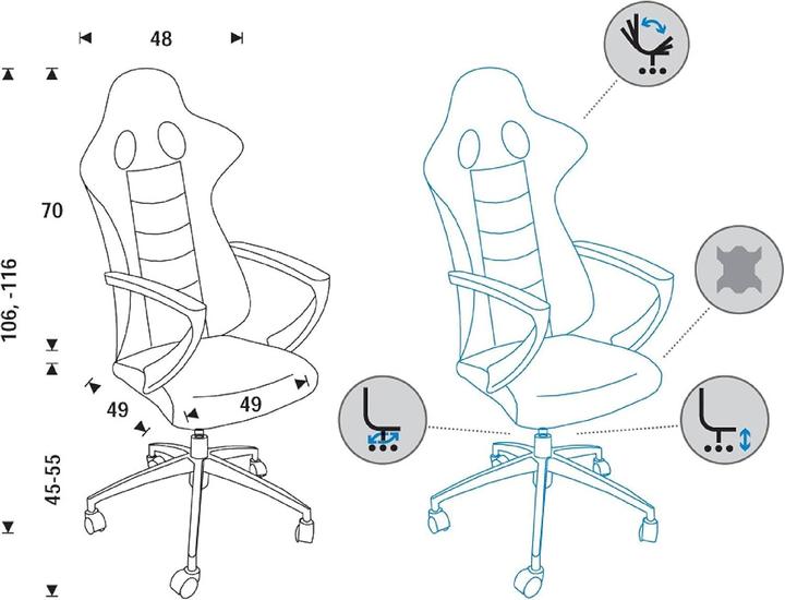 Actual product image Rocada Basic gaming chair blue