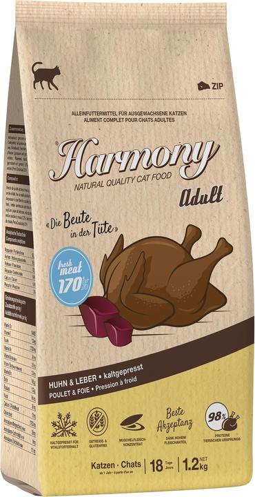 Harmony Cat Natural Trockenfutter kaltgepresst Adult Geflügel & Leber (Adult, 3000 g)
