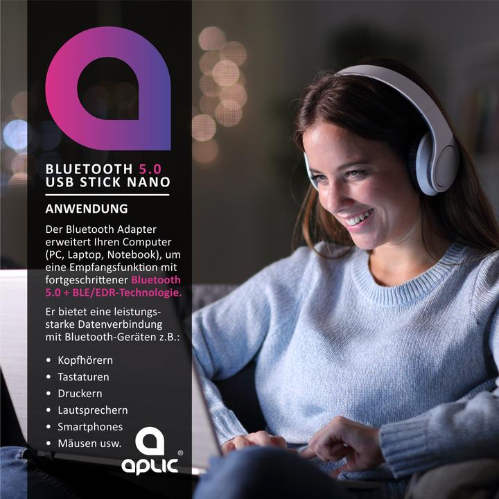 Immagine prodotto Aplic Chiave USB Bluetooth (Trasmettitore e ricevitore)