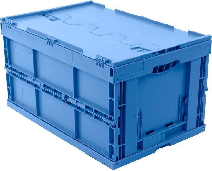 Actual product image Walther Polypropylene folding box, capacity 65 l, closed model, blue, with hinged lid