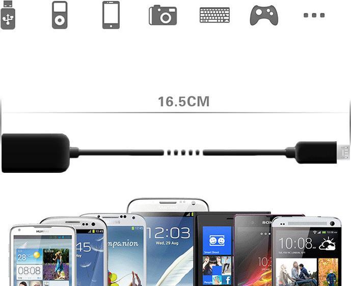 Produktbild JTI USB-auf-Micro-USB-Kabel - integrierter OTG-Adapter - Schwarz (USB-A, Micro USB)