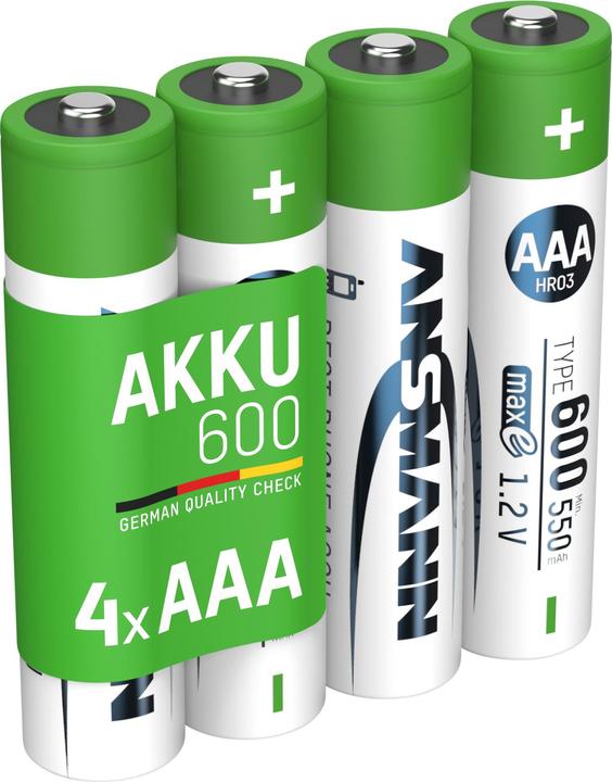Image du produit Ansmann Batterie NiMH Micro AAA type 600 (min. 550 mAh) maxE (4 pcs, AAA, 550 mAh)