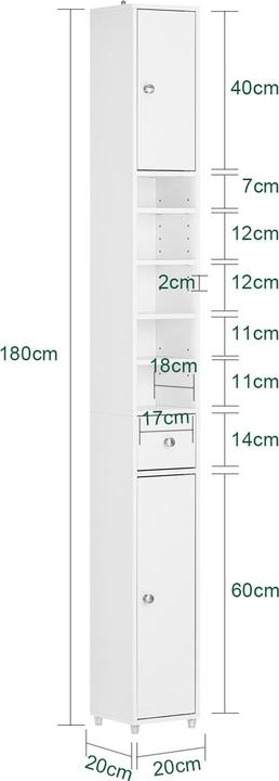 Nährwerte und Zutaten SoBuy Bad Hochschrank (20 x 20 x 180 cm)