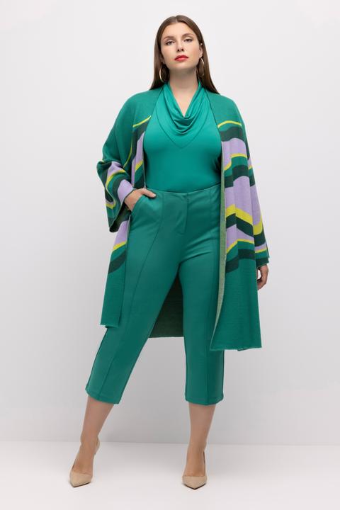 Actual product image Ulla Popken Wavy Stripe Open Front Cardigan Sweater (46, 48)