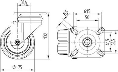Image du produit Tente Roulettes doubles pivotantes