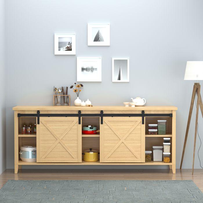 Immagine prodotto Swisshandel24 Sistema di porte scorrevoli Binario di scorrimento Ferramenta per porte doppie in legno Accessori