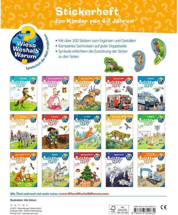Actual product image Ravensburger Sticker booklet animals of the world