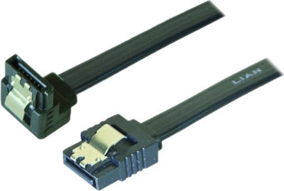 Produktbild Exertis Connect SATA III Kabel, 6 Gbit/s, 7pol SATA St. / 7pol SATA St., abgewinkelt, mit Verriegelung, ca. 0,75 m z (75 cm, SATA III)