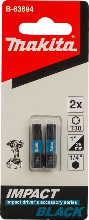 Actual product image Makita T-bit 30 length 25 mm, 2 pieces (Hexagon socket TX M30)