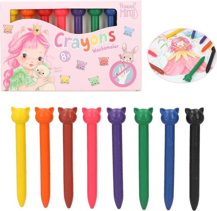 Actual product image Magni Princess Mimi wax crayon with topper 8 colours 8 pieces (8 x)