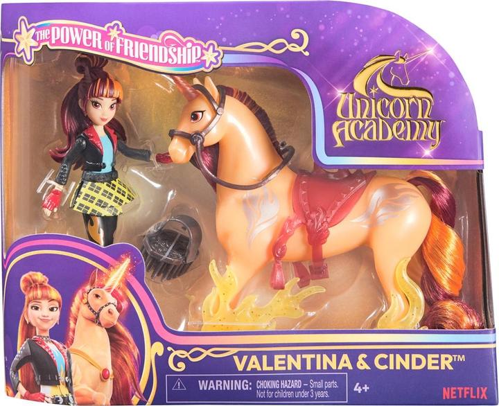 Actual product image Unicorn Academy Valentina and unicorn Cinder (with real mane and tail and brush)