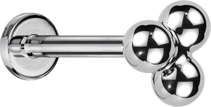 Immagine prodotto Star Piercing Labret Micro Threadless argento tre palline (Titanio, senza ottone)