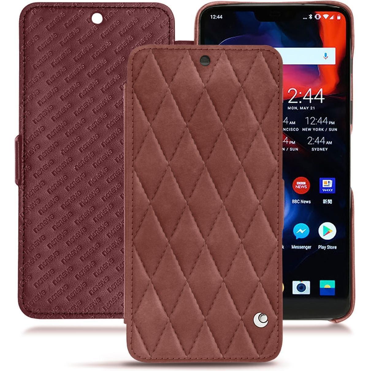 Noreve Lederschutzhülle horizontal (OnePlus 6), Smartphone Hülle, Rot