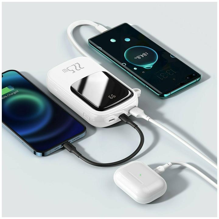 Actual product image Baseus Powerbank Qpow PRO with cable, 20000mAh, 22.5W (White) (20000 mAh, 22.50 W, 76 Wh)