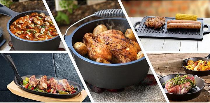 Immagine prodotto Semptec Set di 9 pezzi di forno olandese in ghisa con scatola di legno