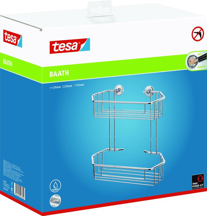 Actual product image tesa BAATH+ shower basket incl. adhesive solution without drilling