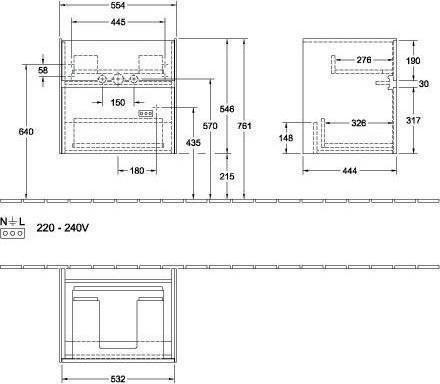 Produktbild Villeroy & Boch V&B Waschtischunterschrank COLLARO 554x546x444mm m LED-B. Kansas Oak (55.40 x 44.40 x 54.60 cm)