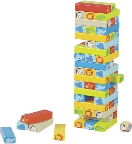 Actual product image Goki Geschicklichkeitsspiel Wackelturm mit Tiermotiven (English, French, German, Italian)