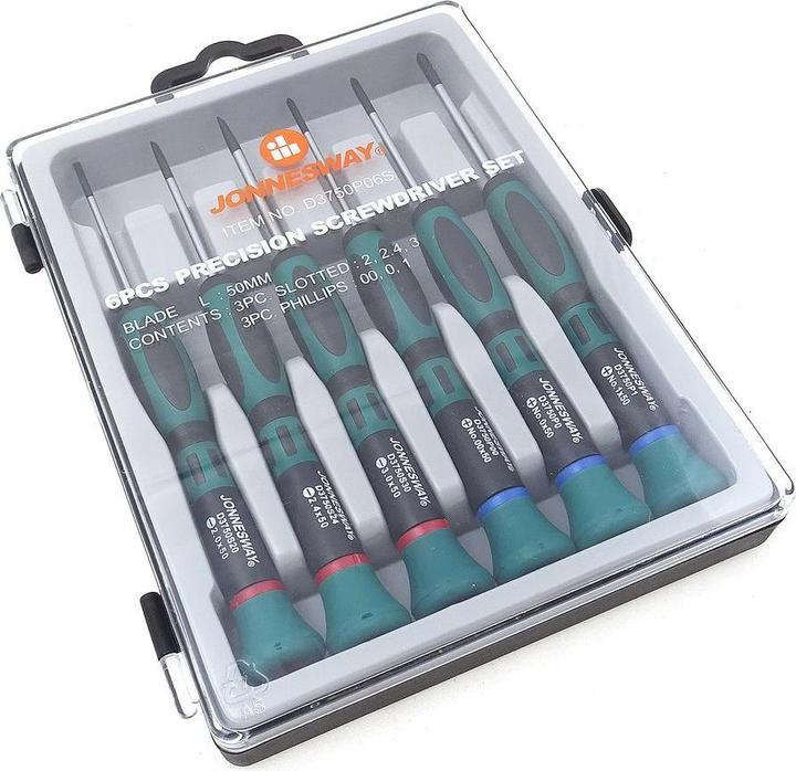 Actual product image Jonnesway Watchmaker's screwdriver, flat and cross recess, 6 pieces (Cross recess)