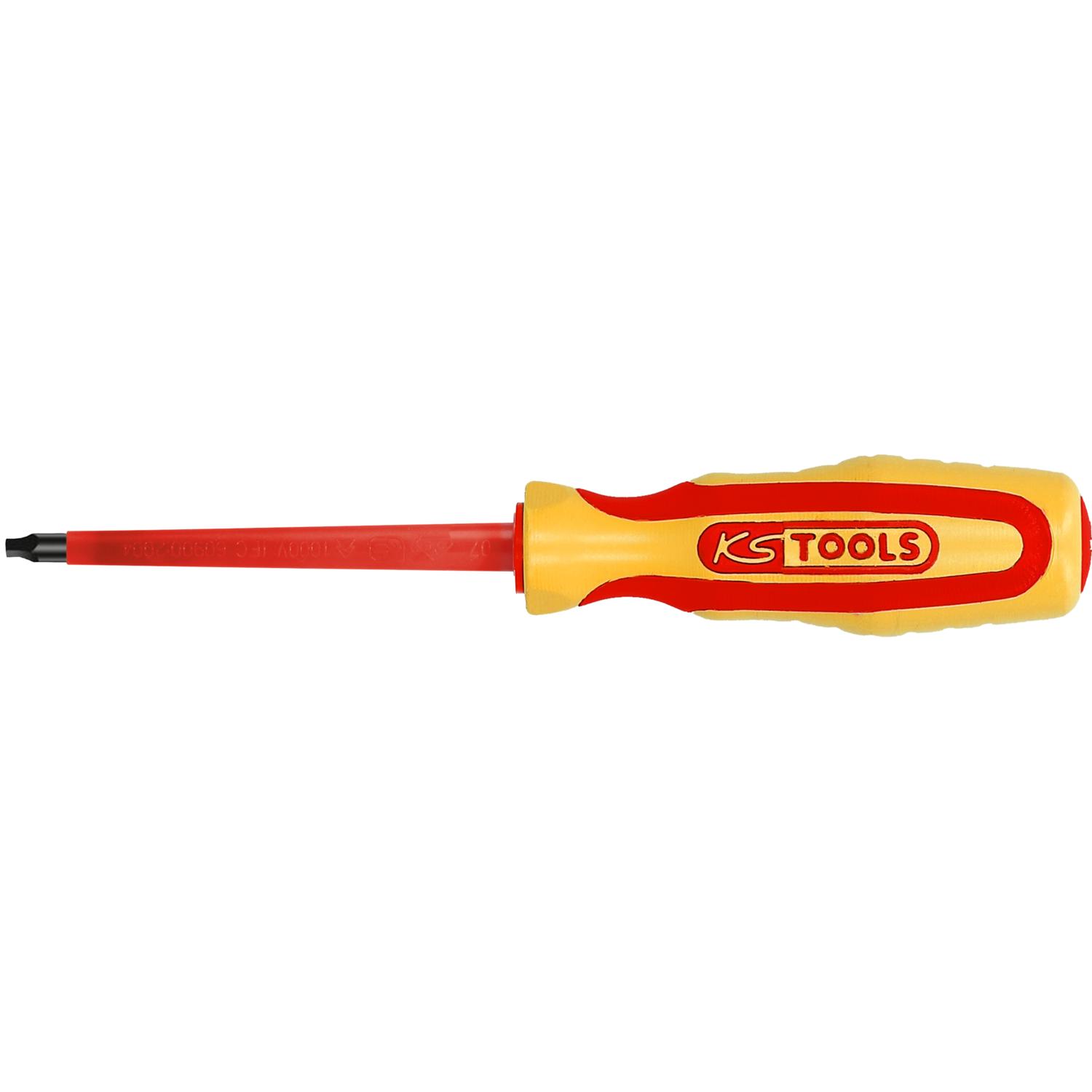 KS Tools, Schraubenzieher, Werkzeuge-Maschinen GmbH ERGOTORQUE VDE Innenvierkant-Schraubendreher #3, 265mm (4-Kant (Robe...