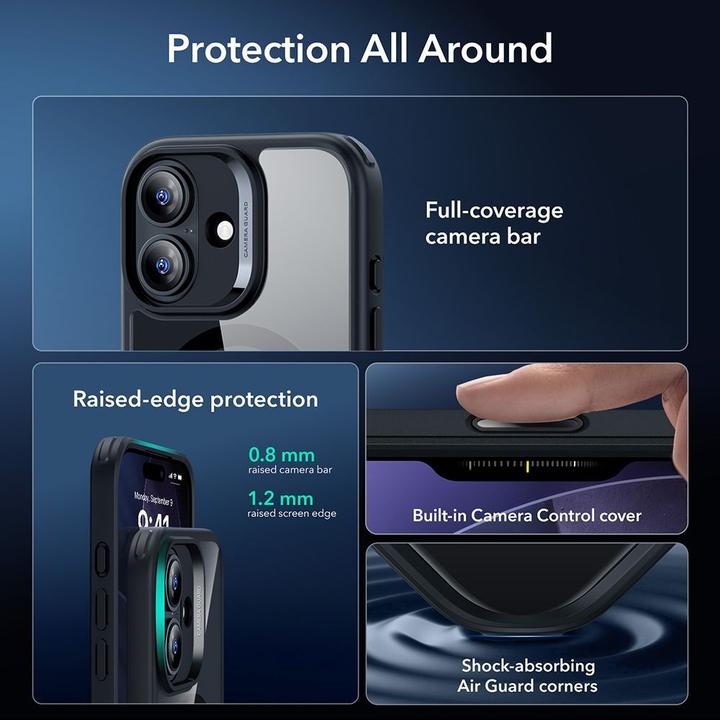 Immagine prodotto ESR Classic Hybrid Magnetic Case (Camera Control), for iPhone 17, Clear Black (Apple iPhone 17)