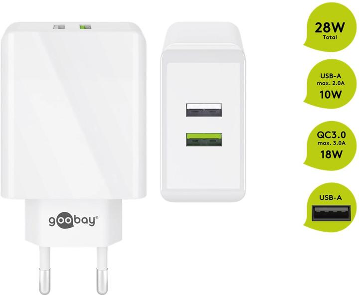 Produktbild Goobay Dual USB-A Schnellladegerät (28 W)