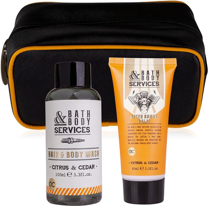 Immagine prodotto Accentra Set da bagno BATH & BODY SERVICES in borsa da toilette, include 100ml di lavaggio per capelli e (Set per la cura del corpo)