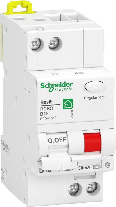 Schneider Interrupteur FI/LS Resi9 R9D41616 1P+N, 16A, B-Char., 30mA, type F, 6kA