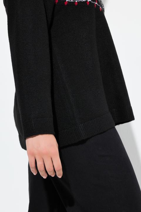 Produktbild Ulla Popken Weihnachtspullover, Norweger, Stehkragen, Langarm (50)