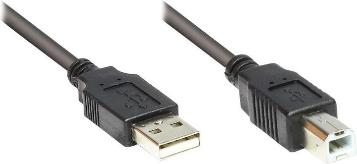 Produktbild Good Connections Anschlusskabel USB 2.0 Stecker A an Stecker B, Schwarz, 0,25m, ® (0.25 m, USB 2.0)