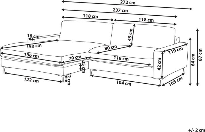 Produktbild Beliani Maloy (3-Sitzer, Ecksofa)